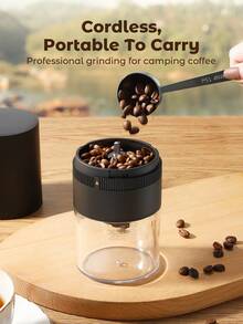 Teckwe 1pc Coffee Grinder USB Rechargeable Electric Coffee Grinder, Adjustable Coarse And Fine Grinding Machine, For Home Office Coffee Corner School Camping Travel