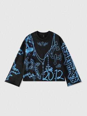 Street Life Men's Loose Cropped Long Sleeve Hoodie