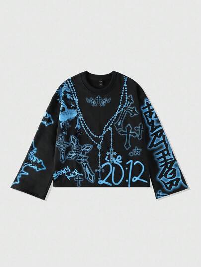 Street Life Men's Loose Cropped Long Sleeve Hoodie