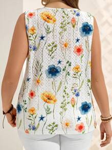 EMERY ROSE Áo tank top nữ cỡ lớn phong cách tối giản, thường ngày, thích hợp cho mùa hè, kỳ nghỉ nhiệt đới, đi biển, họa tiết hoa ren, hoa mùa xuân. - Nhiều màu - Xem 2