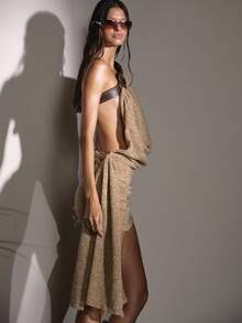 MUSERA Đầm ngắn ôm sát dệt kim, kiểu dáng bất đối xứng, cổ đổ cực kỳ gợi cảm, điểm nhấn là thắt lưng đính đá, thích hợp cho mùa thu, phong cách đồng quê, đi chơi đêm, sinh nhật, lễ hội, câu lạc bộ, thanh lịch, mùa xuân hè, kỳ nghỉ. - Màu Khaki - Xem 5