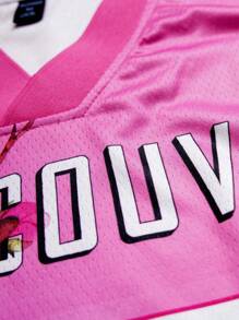 ROMWE MEN Prep Men's Long Sleeve T-Shirt With Digital Printing, Jersey No.10 Sportswear, 2000s Style - Pink - View 6