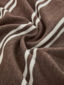 EURMUSE 落肩条纹针织毛衣 - 摩卡色休闲超大套头衫，随时出门，外出装，OOTD，基本款，舒适款 - 摩卡棕 - 查看 6