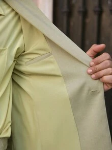 Manfinity VCAY Bộ vest nam cổ chữ V màu trơn dệt kim thường ngày, bộ màu xanh lá cây chanh bạc hà, phong cách Old Money - Màu xanh Ô liu - Xem 8