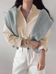 DAZY 1 pieza Camisa con botones a rayas, Blusas de manga larga, Ropa de mujer de otoño