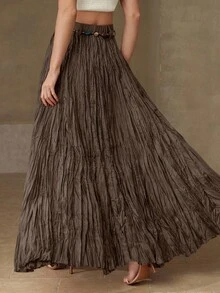 MOTF PREMIUM PLEATED FLOWY SKIRT - Coffee Brown - View 2