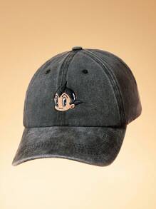 Astro Boy X SHEIN Klassische, lässige, alltagstaugliche Streetstyle Baseballkappe mit Cartoon-Grafik-Stickerei, stilvoller Sonnenschutz-Accessoire - Schwarz - Übersicht 6