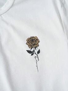 Manfinity NXTstreet Men's Floral Print Round Neck Short Sleeve T-Shirt And Drawstring Waist Shorts Knitted Casual Two-Piece Set, Cozy Outfits