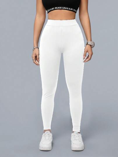 SHEIN Essnce Casual Sports High Waist Long Leggings For Women, Yoga Pants, Autumn/Summer Suitable For Going Out Women's Sportswear