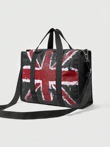 ROMWE Avant Women's Union Jack Pattern Large Capacity Tote Bag For Daily Use - Black - View 2