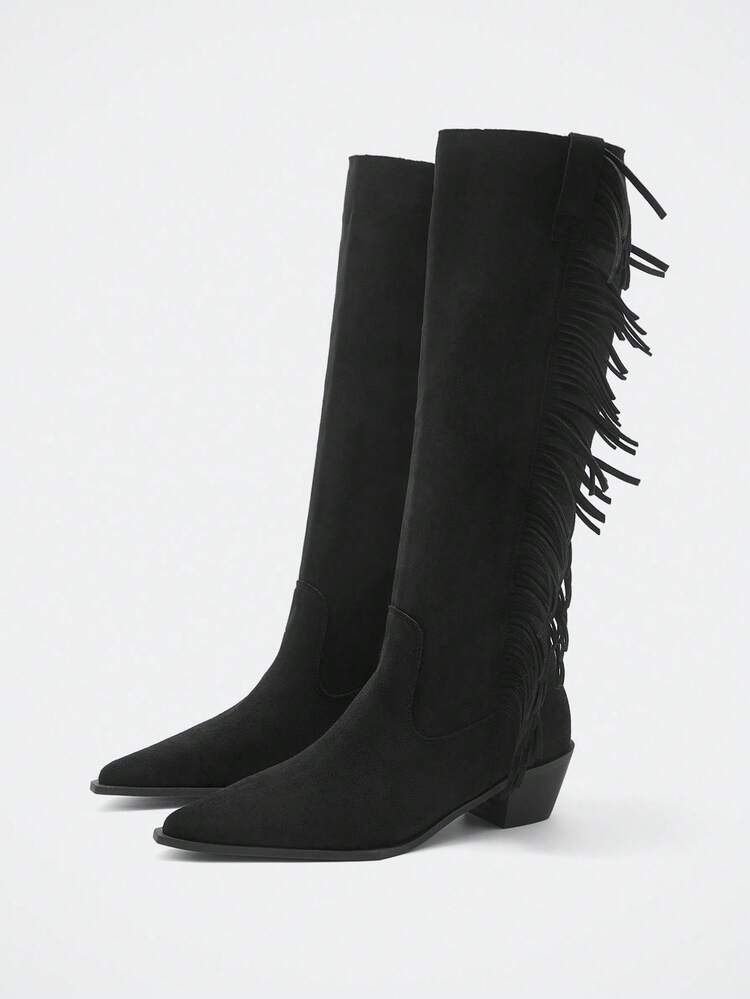 Women's Fashion Motorcycle Buckle Knee-High Boots