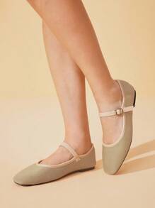 CUCCOO BASICS Sepatu Flat Kasual Wanita Warna Aprikot, Bernapas, dan Nyaman - Aprikot - View 3