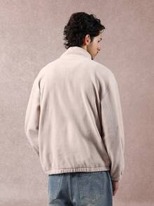 SUMWON Warm Half Zip Fleece Pullover Casual Sweatshirt Classic Mock Neck Relaxed Fit Winter Fall Jumper Knit Daily Wear Quarter Zip Sweater - Khaki - View 2