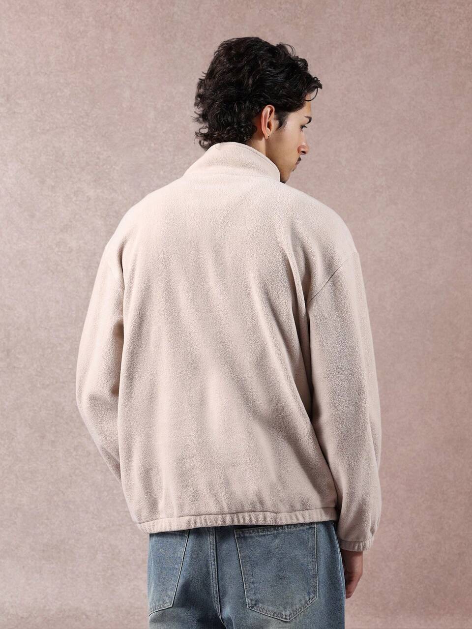 Half Zip Fleece Sweatshirt With Mock Neck