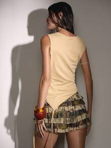 MUSERA Asymmetric Fitted Ruched Longline Top Fall Autumn Night Out Sexy Y2k Club Sync Christmas,Elegant Festive, Holidays