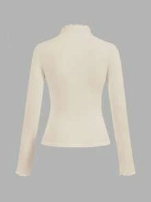 SHEIN EZwear 2 件套黑色和杏色休闲紧身长袖 T 恤，秋冬 - 彩色 - 查看 5