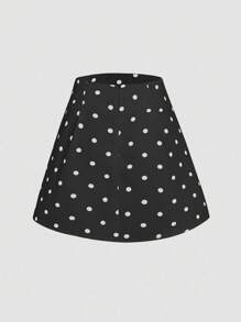 EMERY ROSE Chân váy chấm bi mini dành cho nữ, thiết kế đa năng và tối giản cho việc đi lại - màu đen - Xem 2