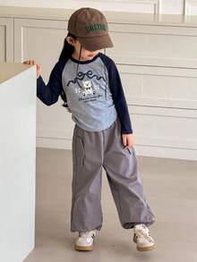 SHEIN Little Byeori 2+Pack Young Girls Letter Bow Print T-Shirt And Trousers 3 Pieces Set,Casual Sportswear For Autumn,School,Sports,Back To School And Daily Wear - Royal Blue - View 5