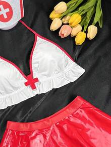 Teen Girl Ruffle Hem Halter Top And Mini Skirt Set