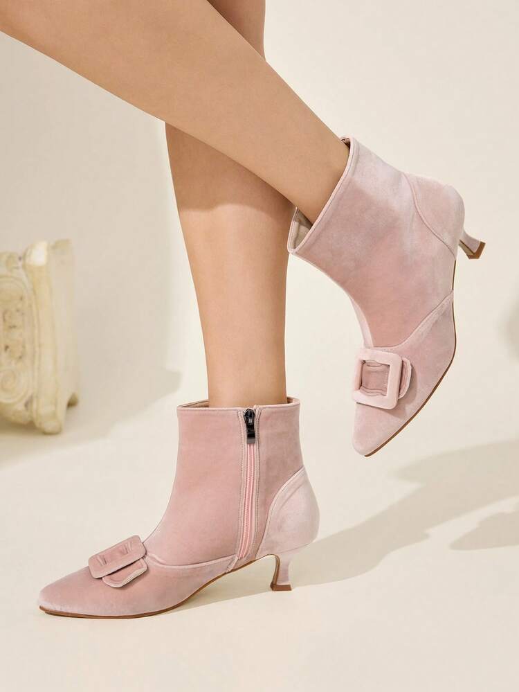 CUCCOO CHICEST Women's Elegant Pointed Toe Kitten Heel Ankle Boots, Velvet Dress Shoes, Comfortable All-Match Formal Footwear For Commute, Date, Party, Workplace, Holiday Occasions