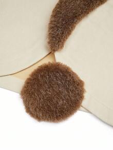 Sweetra Weiche Kontrastfarbene Kurze Kunstfell Jacke, Winter - Aprikosenfarben - Übersicht 4