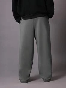 SUMWON Drop Crotch Joggers With Logo Patch And Drawstring Plain - Dark Grey - View 5