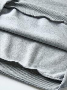 EMERY ROSE 1pc Women's Casual Round Neck Sweatshirt, Letter Printed Autumn And Winter Long Sleeved Pullover, Gray Sportswear Fall Cloth For Women