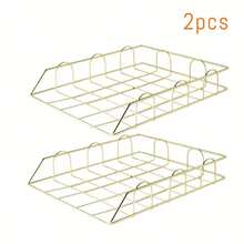 Metal A4 Paper Tray Organizer, 1/2/4pcs Stackable Rose Gold File Holder For Desk - Horizontal Document Storage Box, Mail Sorter, Letter Tray For Office, School & Home Use