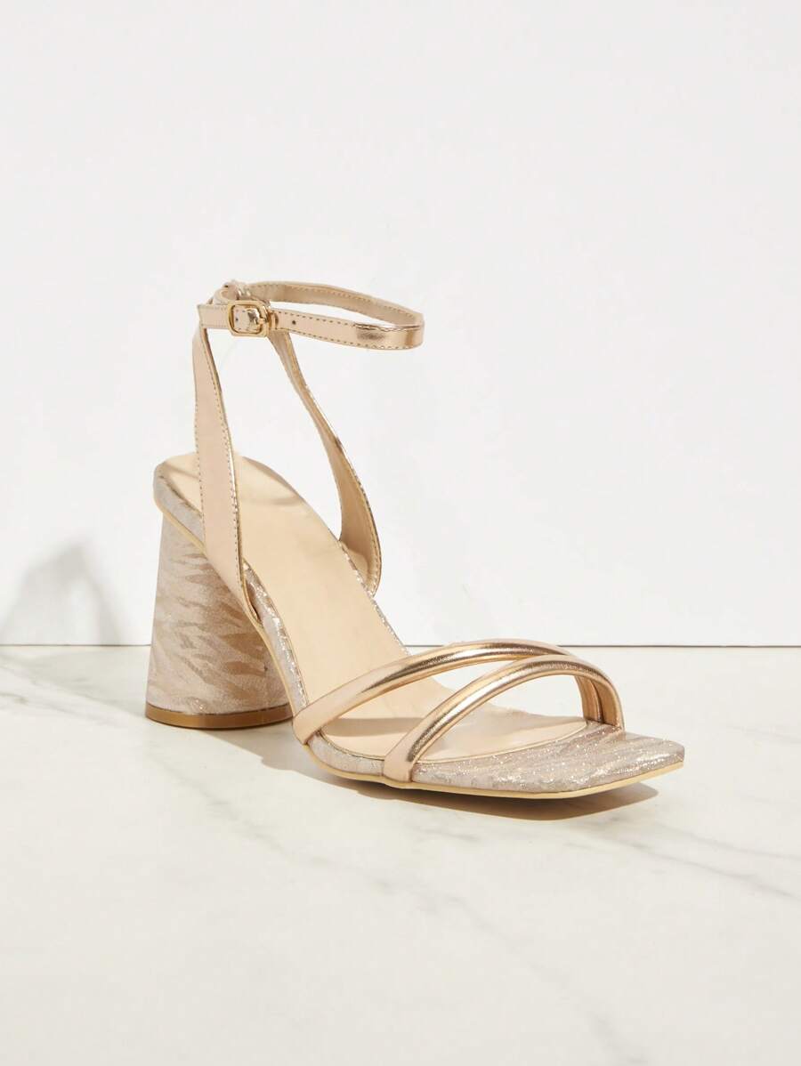 SHUZIA Women's Fashionable High Heel Sandals With Gold Printing