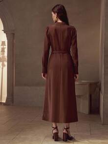 MOTF PREMIUM VESTIDO ESTRUCTURADO CON PLIEGUES PLEGADOS - Óxido marrón - Ver 3