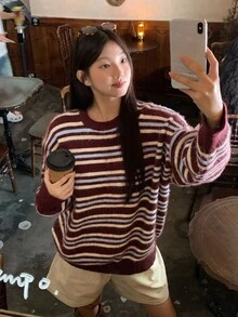 DAZY Women's Striped Korean Style Round Neck Casual Long Sleeve Sweater Fall/Winter - Multicolor - View 5