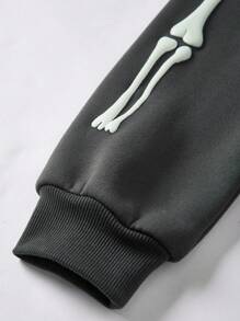 2 pièces Ensemble de survêtement en tricot pour enfants/pré-adolescents garçons, sweat-shirt à capuche et pantalon de jogging confortables et décontractés avec graphique en feuille d'aluminium