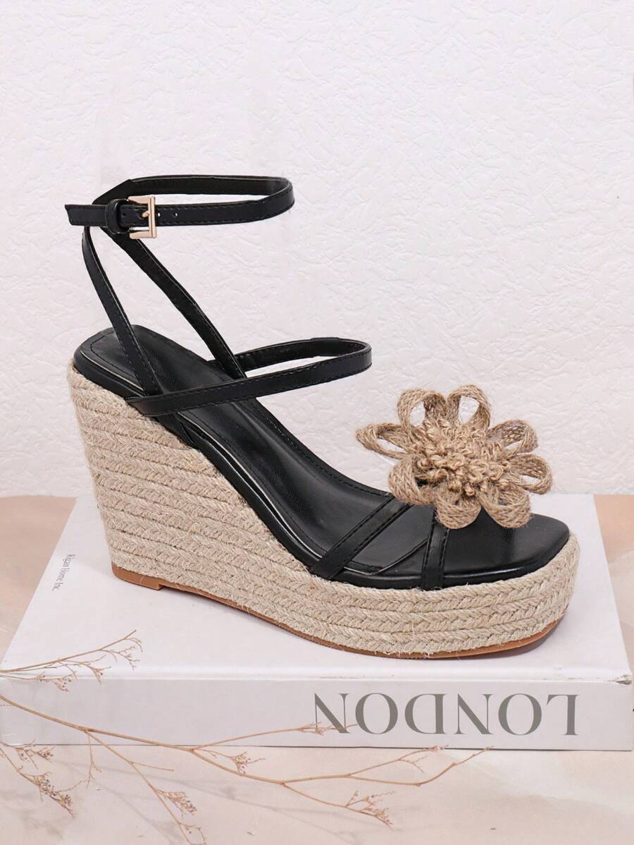 SHUZIA Của phụ nữ Nêm Gót chân Dày Đế Dép xăng đan - màu đen - Xem 1