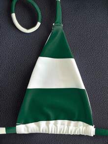 Swim Vcay Red & White Striped Micro-Bikini, Thong Swimsuit, Sexy Style For Summer Beach Vacation - Multicolor - View 3