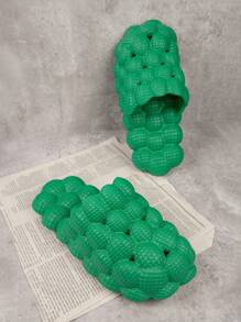 SHUZIA Massage Ball Closed Toe Slippers Christmas Holiday Vacay Vibe For Fall And Winter - Green - View 4