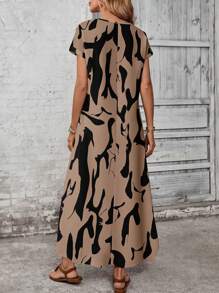 EMERY ROSE Váy ngắn tay họa tiết hoa bất đối xứng dành cho nữ cỡ lớn, màu mơ - Nhiều màu - Xem 3