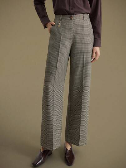 Ontre 休闲通勤简约复古纽扣 2025 新款女装，秋冬，四季，冬季，返校，女教师，外出，夜间外出，优雅，女士教堂服装，女士商务休闲西装裤