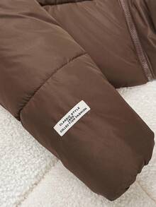 SHEIN Giacca corta con collo a bavero, maniche lunghe, in colore marrone cacao, per ragazze adolescenti. Giacca di stile vintage, regolabile in vita, con collo alto, adatta per la scuola, Pasqua, Natale, uso all'aperto, autunno/inverno. - Castano - Visualizzare 3