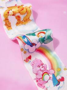 SHEIN X Care Bears Fashionable Cute Smooth Satin Soft Pink Rainbow Headband Ribbon, Suitable For Hairstyles, Gift - Multicolor - View 7