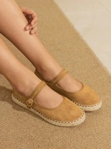 Styleloop Chocolate Women's Flat Woven Shoes, Bohemian Style For Vacation Outfit - Camel - View 6
