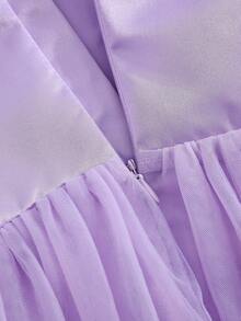 Elegant Light Blue Summer Lace Wedding Dress,Tween Girls Luxurious Light Purple Halter Neck Sleeveless Mesh Dress For Party,Flower Girl,Banquet - Mauve Purple - View 8