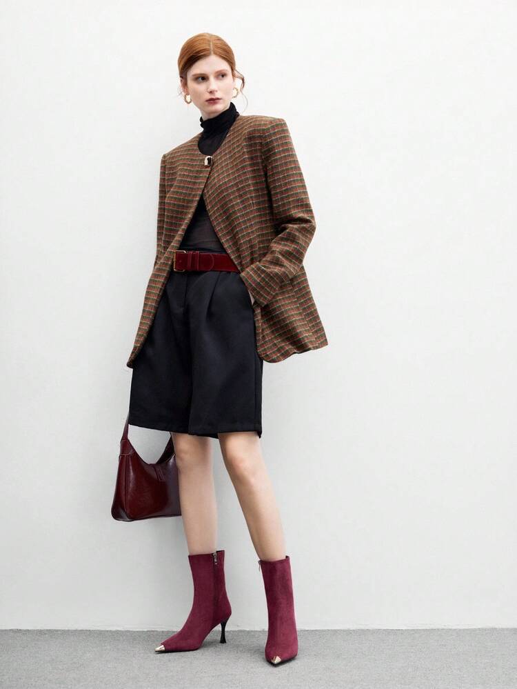 CUCCOO BIZCHIC Stivaletti alla caviglia eleganti da donna con punta affusolata, tacco a spillo e cerniera laterale, di alta moda, colore fucsia