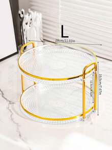 SHEIN 1 件钻石纹理双层/单层托盘带手柄，现代双手柄托盘，适用于家庭 - 無色 - 查看 11