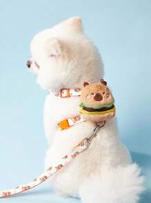 PETSIN Pet Cat Dog Universal Chest Harness Leash Set, Cute Hamburger & Hamster Cartoon Print, Fashion & Adorable
