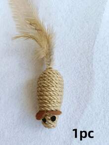 1/2/3pcs Sisal Rope And Bite-Resistant Cat Toys, Mouse-Shaped Cat Bite Toys With Feather Tails, Cat Interactive Toys.Mother's Day