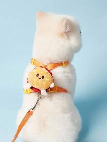 PETSIN 可爱汉堡卡通图案印花宠物狗猫胸背带和牵引绳套装，适用于狗和猫