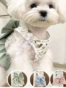 Zazumi Japanese Style 3-In-1 Leash & Harness Bowknot Design For Dogs, Suitable For Poodle & Teddy Breeds