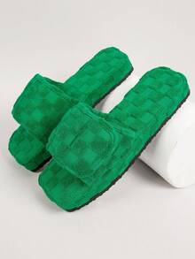 SHUZIA Square Toe Slide Mid Flatform Sandals - Green - View 4