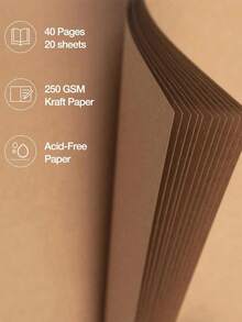 SHEIN Álbum de recortes DIY de 8x8 pulgadas/10x10 pulgadas con 40 páginas/20 hojas, tapa dura de papel kraft, álbum de fotos, libro de recuerdos para bodas, aniversarios y familia