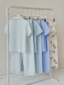 CottageSlumber Bộ đồ ngủ cardigan 4 món in họa tiết bong bóng - Nhiều màu - Xem 2
